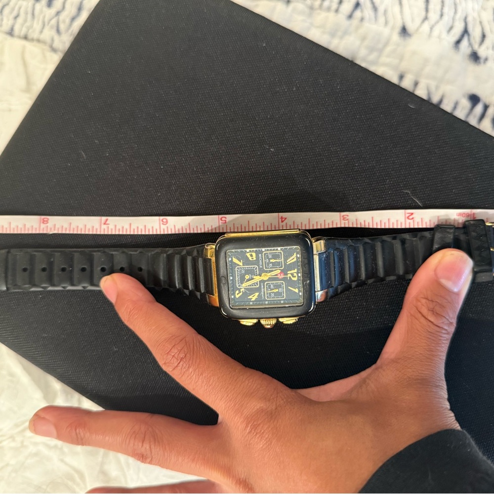 Michele black gold watch